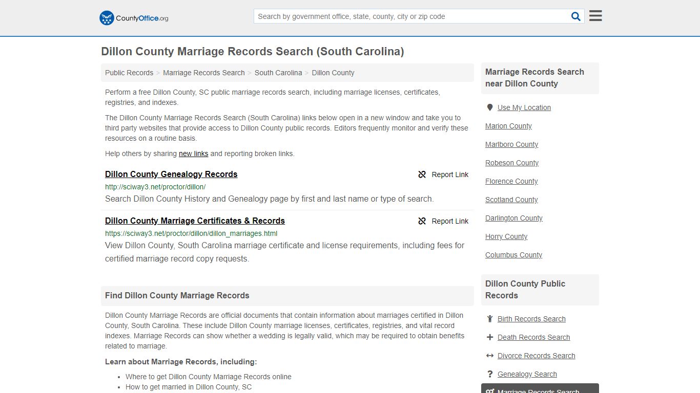 Dillon County Marriage Records Search (South Carolina)